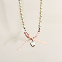 Elegant Ballet Girl Necklace Women Luxury Pearl Clavicle Chain Pink Jewelry