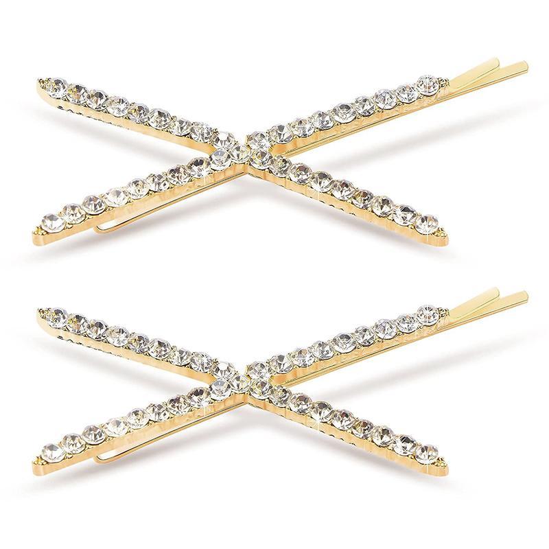 X-Shaped Crystal Hair Pins