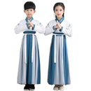 Kids Hanfu Chinese Costumes Blue Long Robe