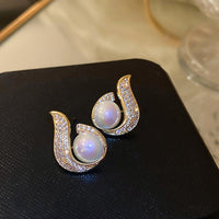 Swan-Inspired Pearl Stud Earrings