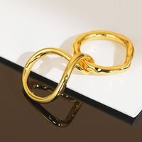 Brass Gold-Plated Twist Knot Ring Retro Geometric Ring Fashion Jewelry