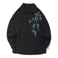 Chinese Bamboo Embroidery Shirt Mens Long Sleeve Jacket Spring Outerwear