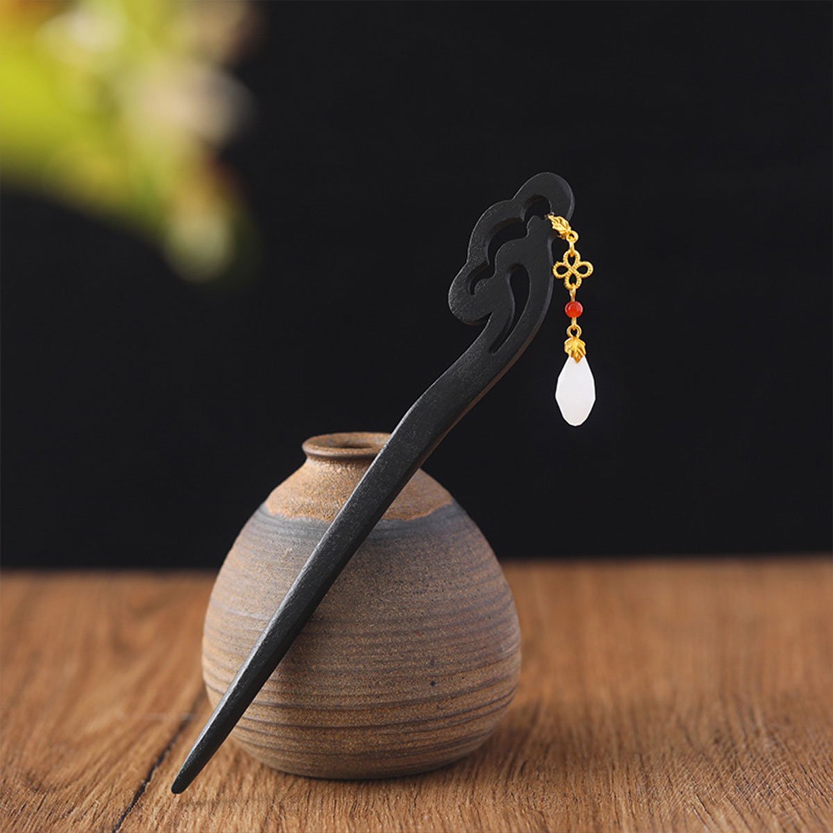 Chinese Style Heart Wishful Wooden Hairpin Hanfu Headdress Accessories