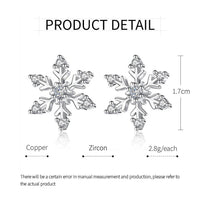 Zircon Snowflake Christmas Earrings Studs Winter Jewelry for Women and Girls