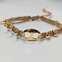 Adjustable Gold Pearl Bracelet Accessory Stylish Hand-Woven Pearls Wrist Chain