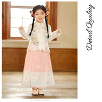 Girls' Floral Modern Hanfu Set