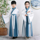 Kids Hanfu Chinese Costumes Blue Long Robe