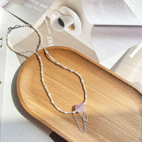 Purple Crystal Pendant Pearl Necklace Elegant Fashion Jewellery Trendy