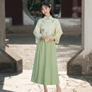 Women's Light Green and Beige Modern Hanfu Two-Piece Set