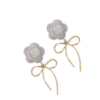 Floral Earrings With Delicate Bow Design