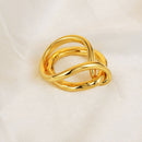 Brass Gold-Plated Twist Knot Ring Retro Geometric Ring Fashion Jewelry