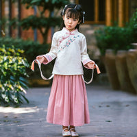 Girls' Embroidered Hanfu Dress - Traditional Chinese Wear