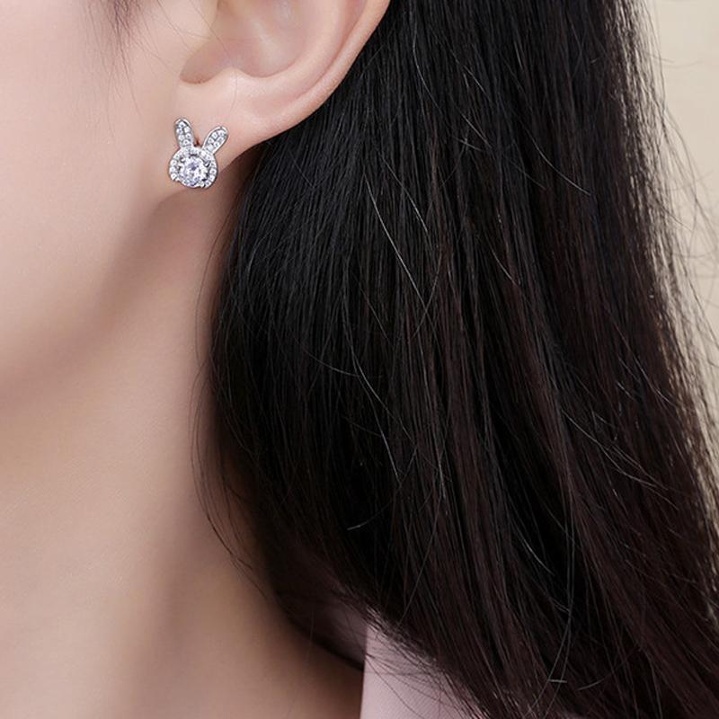 Rabbit Ear Crystal Stud Earrings