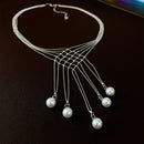 Hollow Imitation Pearl Fringe Multi Layer Necklace Fashion Jewellery Women