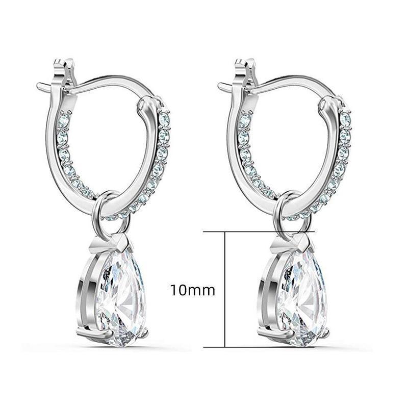 Exquisite Teardrop Drop Earrings with Cubic Zirconia Accents Women 925Silver