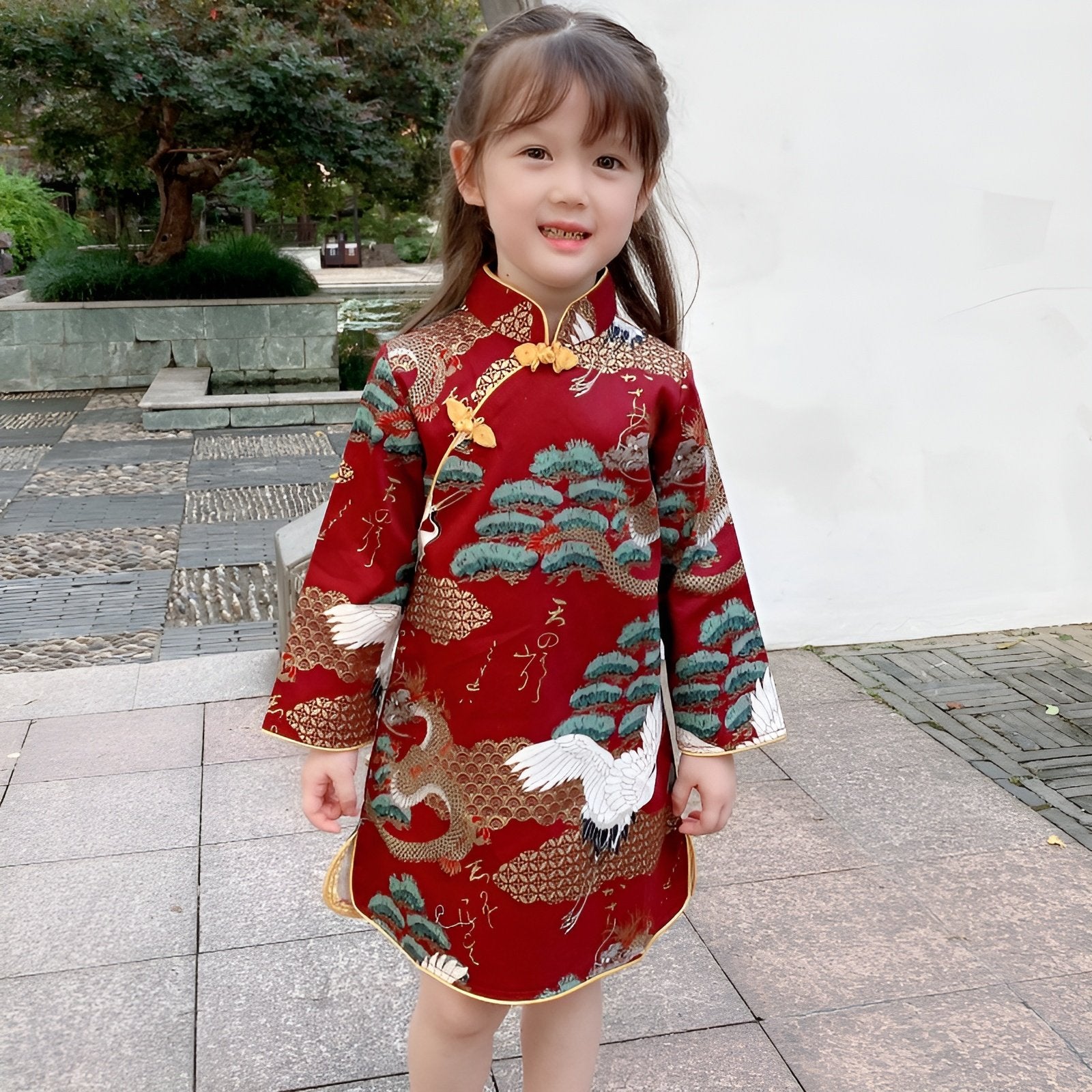 Kids' Festive Red New Year Dress Cheongsam