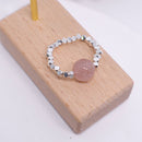 Elegant Pink Beads and Silver Beads Ring Delicate Jewelry for Women and Girls