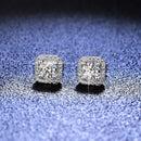 1 Pair Brilliant Square Cut Cubic Zirconia Stud Earrings Stainless Steel E135 7Clours