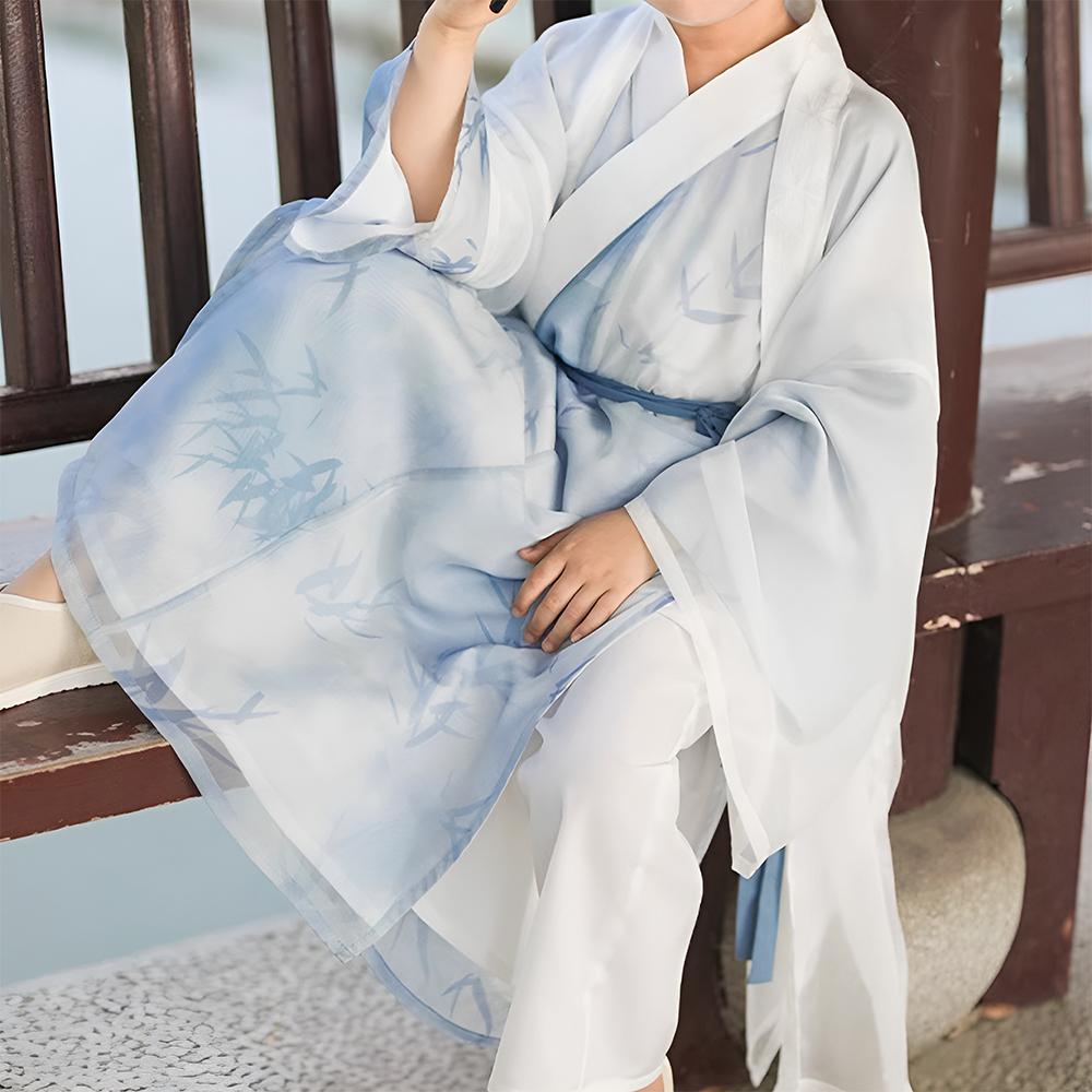 Boys' Blue Printed Wei-Jin Dyneaty Hanfu