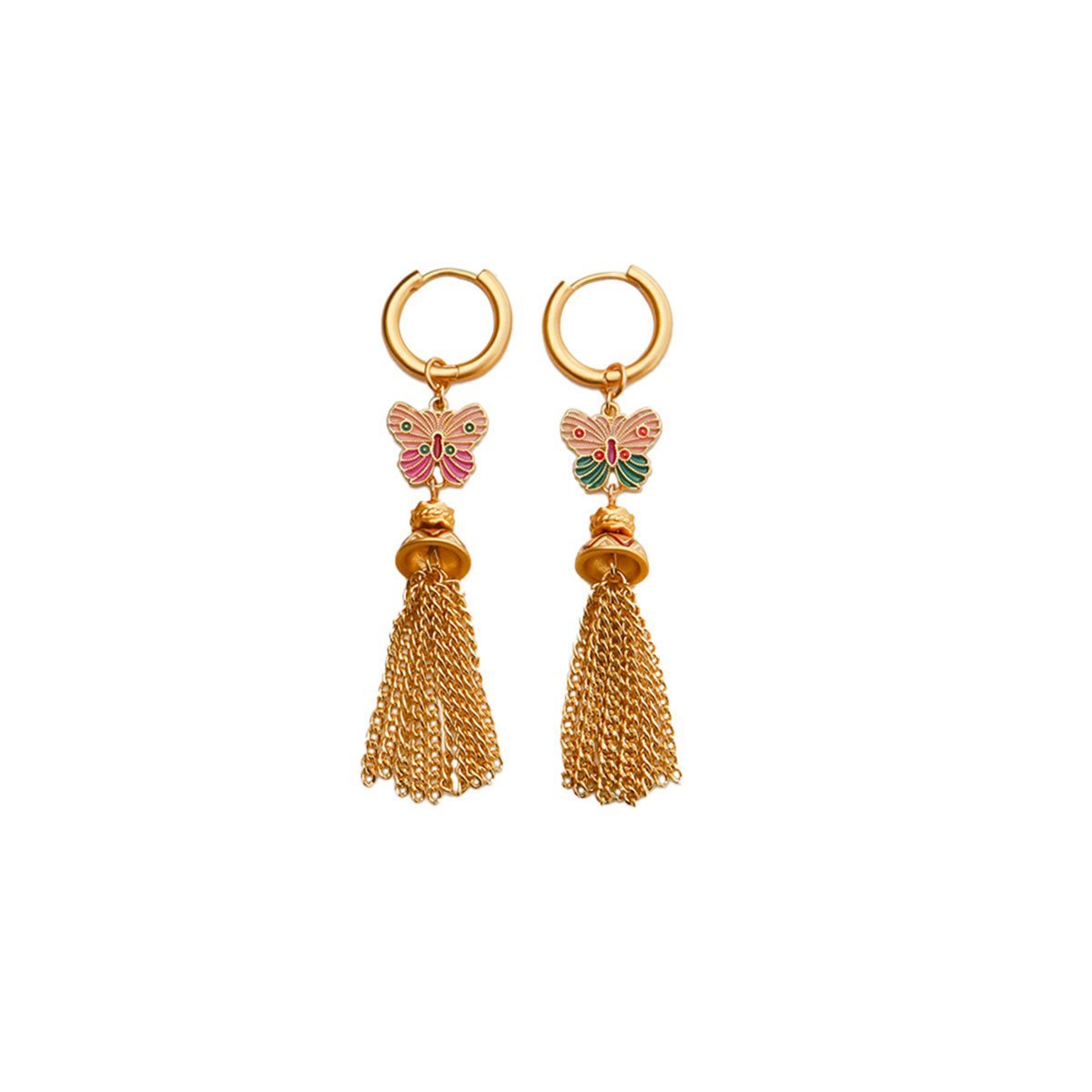 Fashion Retro Color Oil Dropping Butterfly Earrings Tassel Luxury Simple Earring