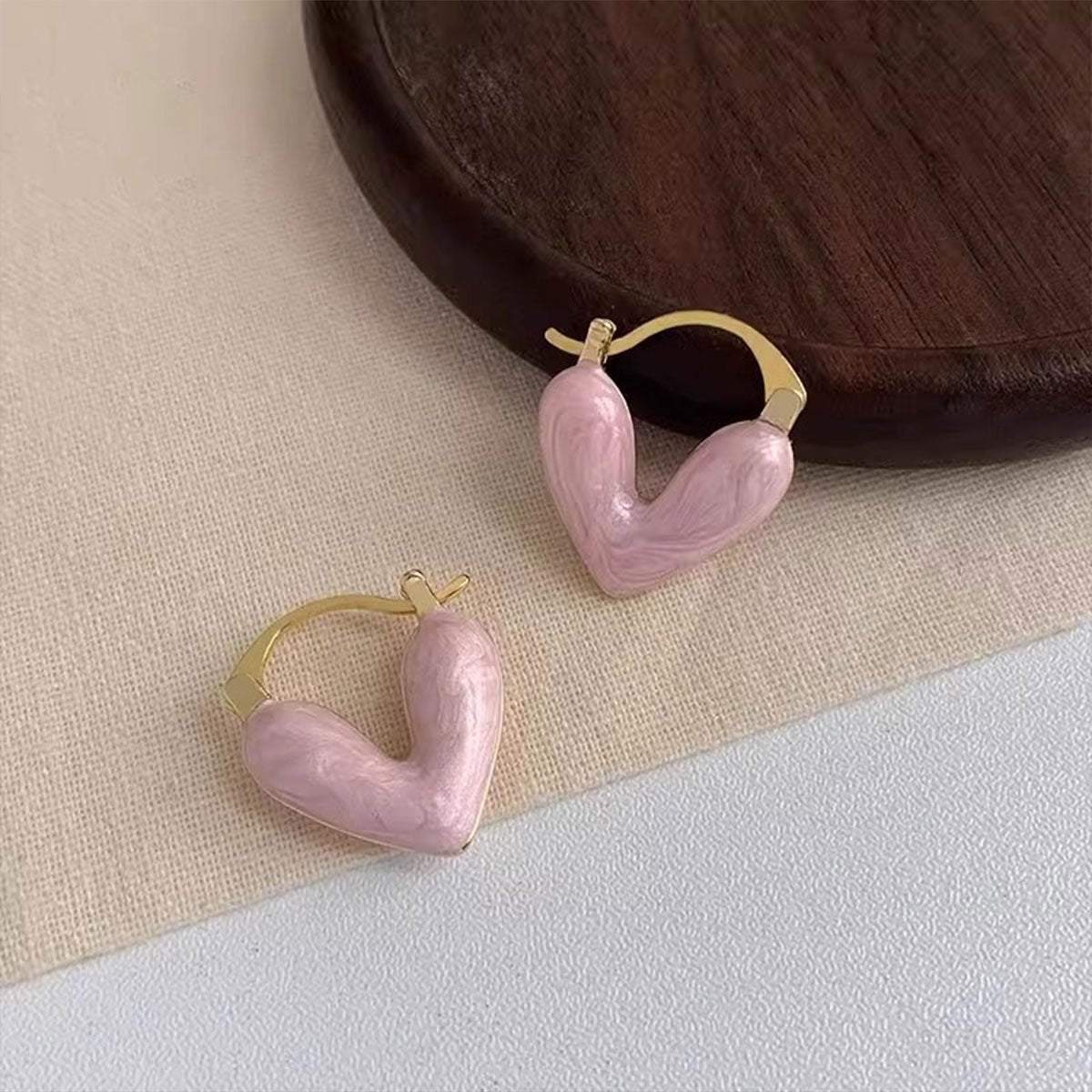 Romantic Pink Dripping Heart Dangle Earrings Women Girls Fashion Jewelry