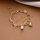 Stylish Crystal Pearl Flower Bracelet Party Accessories Charm Chain Jewellery