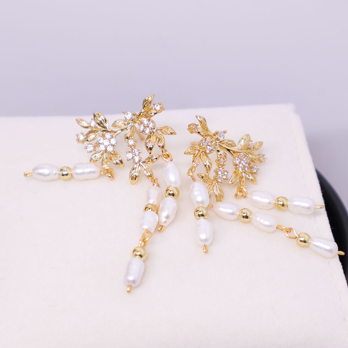 Zircon Tassel Millet Bead Earrings Fashion Jewellery Women Trendy Elegant