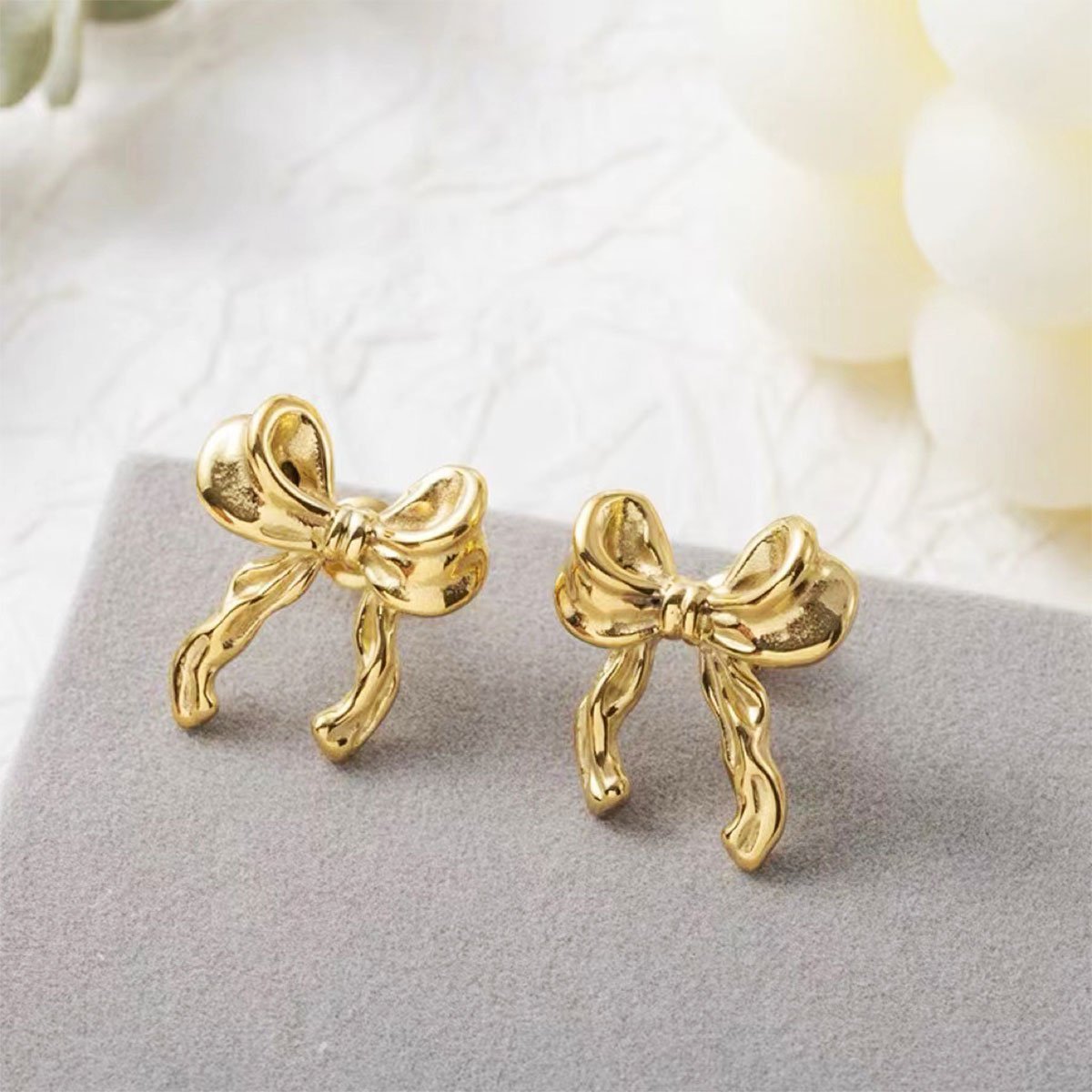 Bow Earrings Stud Women Fashion Jewellery Elegant Trendy Accessories Gift