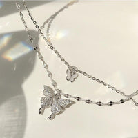 Butterfly Double Necklace Feminine Cold Wind Style Collarbone Chain Jewelry