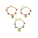 Boho Bracelet Set Women Natural Stone Woven Retro Style Adjustable Layered