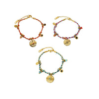 Boho Bracelet Set Women Natural Stone Woven Retro Style Adjustable Layered