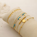 Vintage Turquoise Bracelet Women Boho Blue Stone Jewelry Adjustable Beaded