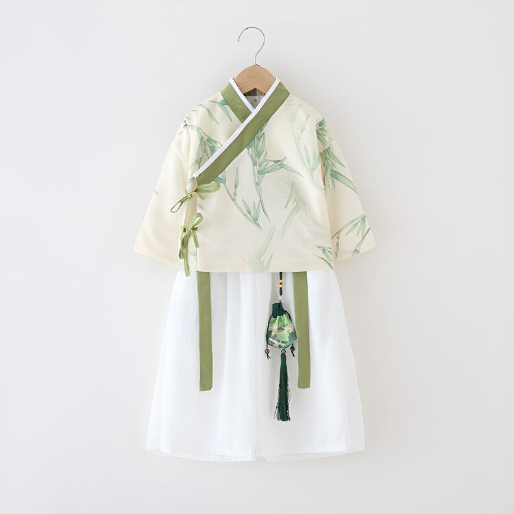 Boys' Two-Piece Bamboo Print Hanfu