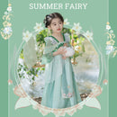 Girls Green Hanfu Dress Traditional Chinese Princess Costume