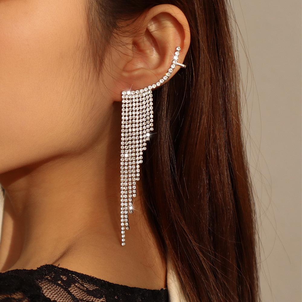 Rhinestone Tassel Earrings