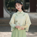 Women's Light Green and Beige Modern Hanfu Two-Piece Set