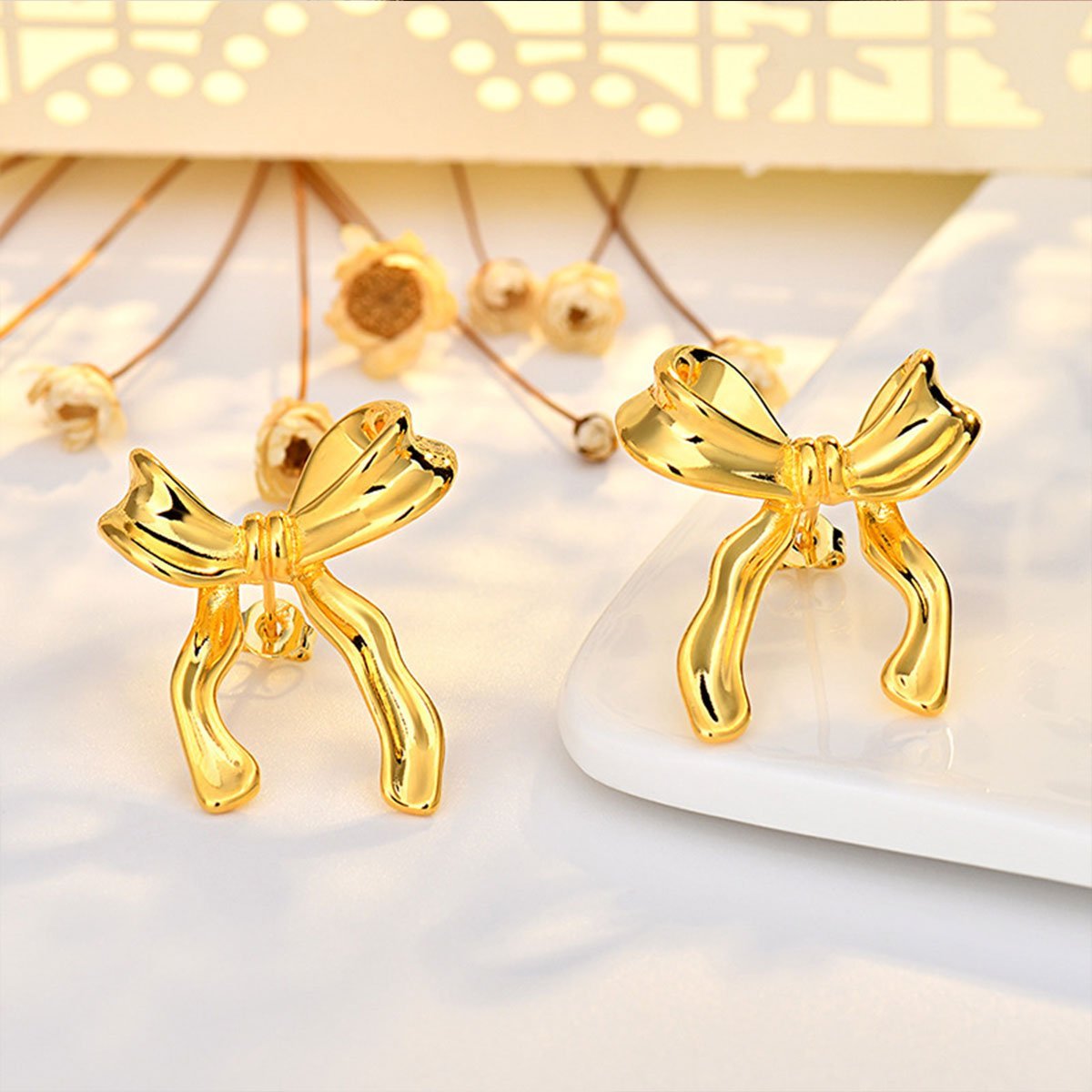 Bow Earrings Stud Women Fashion Jewellery Elegant Trendy Accessories Gift