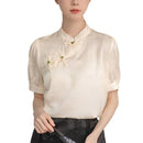 Women's Short Sleeve Silk Cheongsam Blouse