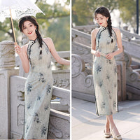 Sleeveless Floral Cheongsam Dress