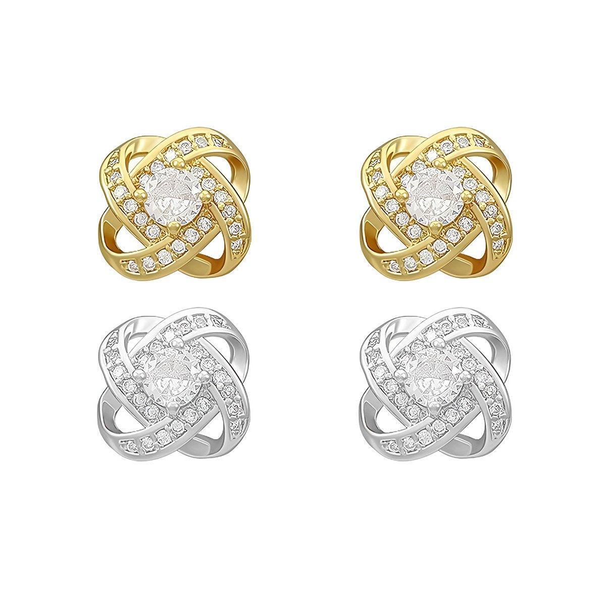 Four Leaf Clover Zircon Stud Earrings Gift For Women Wedding Fashion Jewelry