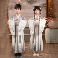 Girls' Ink-Printed Hanfu Dress