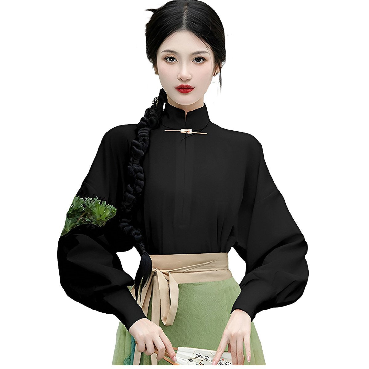 Women's Jiangshan Scenic Print Horsehair Skirt Set