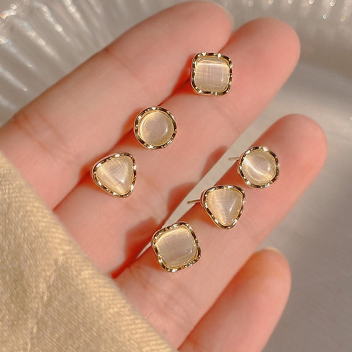 Compact Women Geometric Stud Earrings Fashion Jewellery Set Women Girls