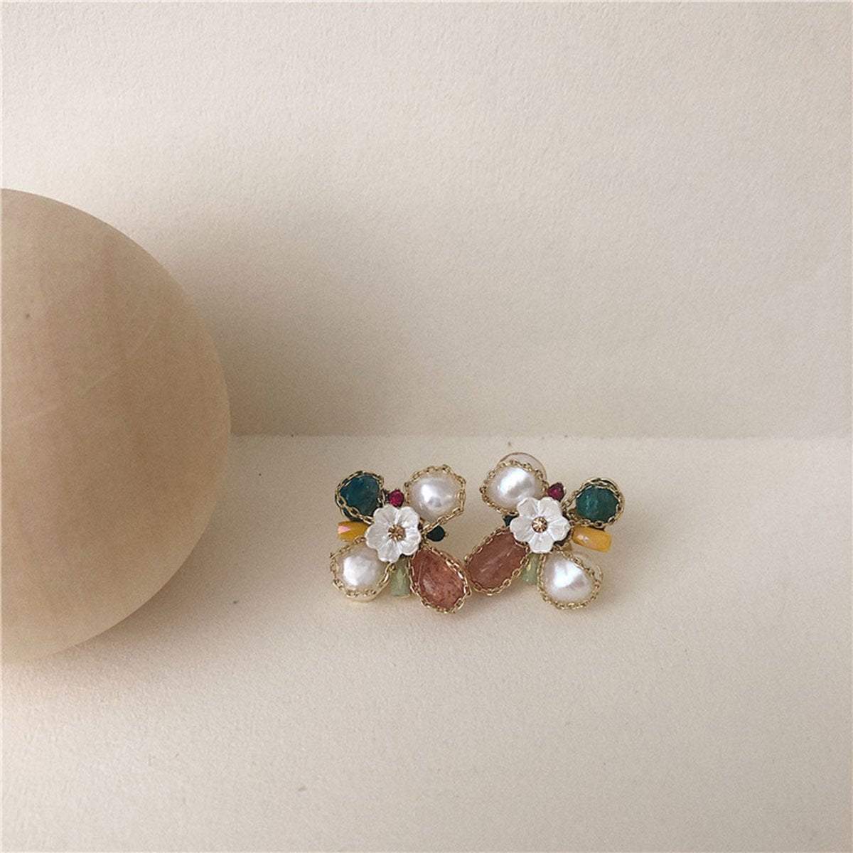 Handmade Petal Flower Earrings for Women Contrast Color Fashion Jewelry Trendy