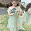 Girls Floral Hanfu Dress Traditional Clothing