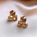 3D Square Stud Earrings for Women Fashion Jewellery Elegant Stereoscopic Design