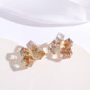 3D Square Stud Earrings for Women Fashion Jewellery Elegant Stereoscopic Design