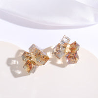 3D Square Stud Earrings for Women Fashion Jewellery Elegant Stereoscopic Design