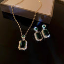 Vintage Paraiba Tourmaline Emerald Gemstone Earrings Ring Necklace Women Gift