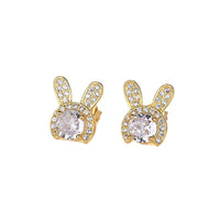 Rabbit Ear Crystal Stud Earrings